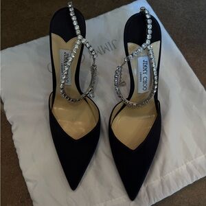 Jimmy Choo Black Heels with Silver Embellishments